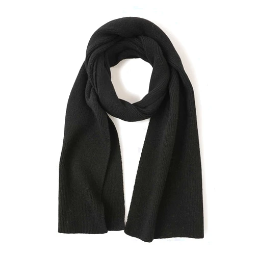 YUONNY Wool Knitted Scarf for Men & Women, Winter Soft Warm Knit Scarves, Unisex Solid Color Neck Warm Knitting Scarf, Classic 100% Wool Knit Scarves Black