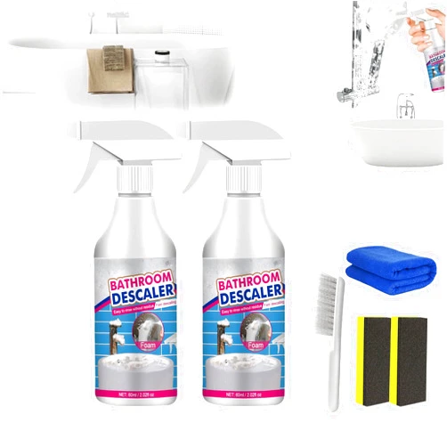 Curject Stubborn Stains Cleaner, Bathroom Descaler Cleaner,Bathroom Descaler,Bathroom Descaler Stubborn Stains Cleaner,Bathroom Descaler Spray, All Purpose Rinse Cleaning Foam For Bathroom (2pcs)
