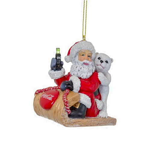 Kurt S. Adler Kurt Adler 3 Inch Resin Coca Cola Santa and Cub on Sled Ornament