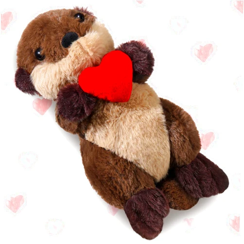 Blueweenly Valentine's Day Sea Otter Stuffed Animal Plushie with Heart Floating River Otter Cute Stuffed Animal Plushie Girlfriend Boyfriend Ocean Birthday Gift for Mom Valentines Mother Day