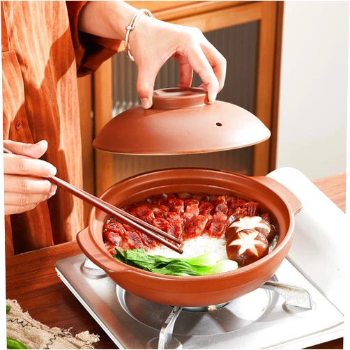 OITRCSS Unglazed Terracotta Ceramic Casserole Dish, Clay Pot, Earthen Pot Cookware with Lid for Dinner and Party, Stockpot for Rice Hot Pot, Stew, Bakeand Serve Oven Safe-Heat Resistant (1.3QT/1.4L)