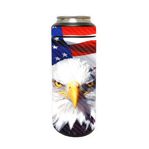 MIGHTY SKINS MightySkins Carbon Fiber Skin Compatible with YETI Rambler 12 OZ Colster Slim Can - America Strong | Protective, Durable Textured Carbon Fiber Finish | Easy to Apply | Made in The USA