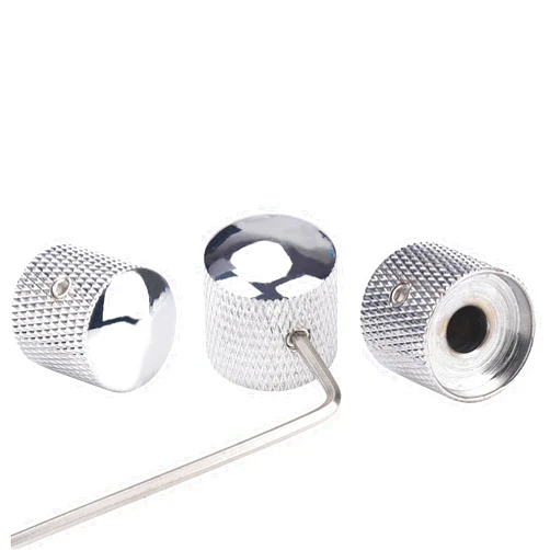 Gutahare 3Pcs Metal Chrome Guitar Volume Tone Knobs Silver Dome Speed Control Guitar Knob for Fender Strat Telecaster Gibson Les Paul Guitar Bass Accessories (Chrome), GK-MT-3Pcs