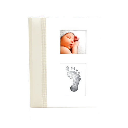 Pearhead First 5 Years Baby Memory Book With Clean-Touch Baby Safe Ink Pad To Make Baby’s Hand Or Footprint Included, Gender Neutral Registry Gift, Ivory Classic