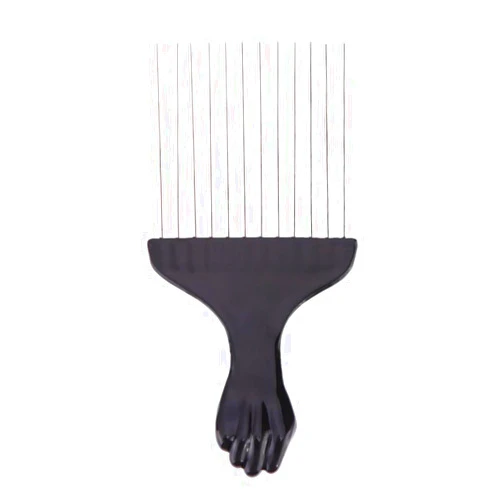 GrandSao 1 Pack Comb Hair Brush Black Metal African American Pick Combs Afro Hairdressing Styling Tool Combo Pocket Long Round Handle Holder Goodly Popular Beard Natural Grooming Kids Travel Kit, Type-01
