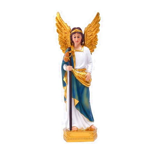 MOOCOCO Archangel Raphael Statue - 9 Inch Resin Sculpture for Catholic Gift and Home Decor