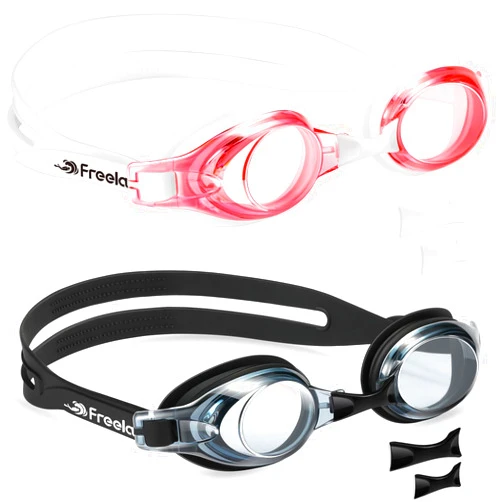 Freela Kids Swim Goggles, 2 Pack Swim Goggles Kids Boys Girls Age 3-15, Toddler Goggles Clear View Anti-fog & Anti UV No Leak