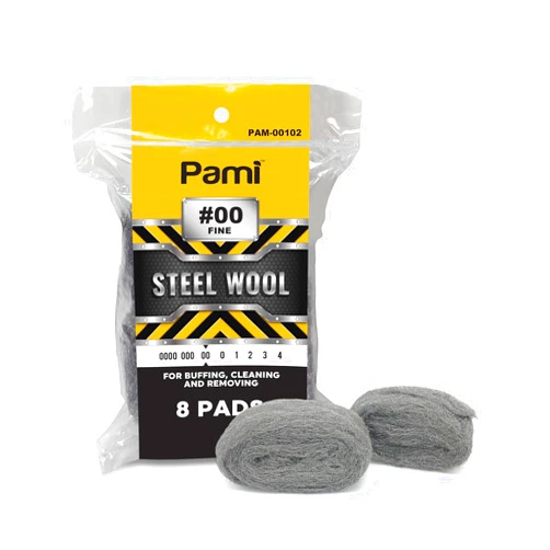 PAMI Steel Wool #00 Fine for Cleaning Glass Pack of 8, Fine Steel Wool Pads for Polishing, Buffing, Removing Grease and Grime