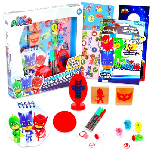 Disney PJ Masks Art Set for Kids - Bundle with PJ Masks Stampers, Stickers, Notepad, Coloring Book, Wooden Stamp, More | PJ Masks Arts and Crafts Kit