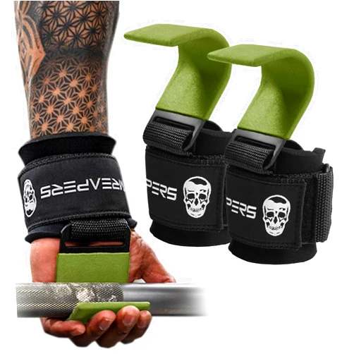 Gymreapers Weight Lifting Hooks (Pair), Heavy Duty Power Wrist Straps Hand Grip Support For Deadlifts, Pull Ups, Shrugs - Gym Gloves For Men and Women