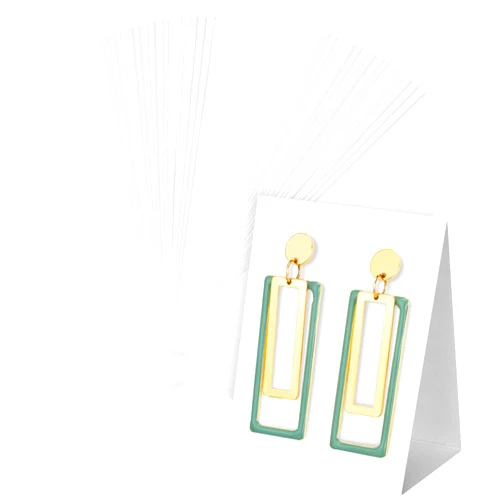 Eersida 100 Pcs Standing Earring Display Cards Holders Paper Hanging Earring Packaging for Small Business Jewelry Packaging Supplies Selling DIY Retail Show Photography Props(White)