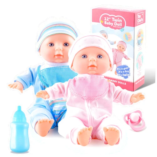 Toy Choi's Baby Doll Twin Baby Dolls 12 inch Soft Body 2 Dolls Playset with Rompers, Hat, Pacifier and Doll Bibs, Gifts for 1 2 3 4 5 Year Old Boys Girls, Toddlers and Kids