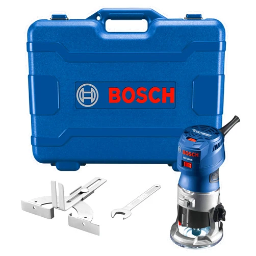 BOSCH GKF125CEK 1.25 HP Variable-Speed Colt Palm Router Kit with Soft Start, LED Light & Fixed Base for Precise Woodworking
