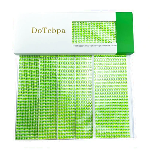 DoTebpa 4032 Pieces 6 mm Bling Rhinestone Sticker Sheet Gem Diamond Self Adhesive for Scrapbooking Embellishments and DIY Crafts, Wedding, Decor (Green)