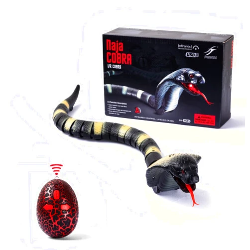 AMCHSURI RC Snake Toy: Realistic Prank Cobra, Rechargeable, Smart Sensing, Infrared Controller for Kids/Cat (Black)