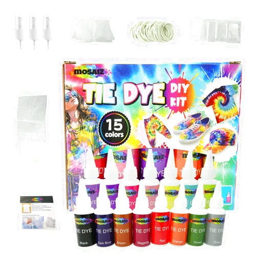 Mosaiz Tie Dye Kit, Tie Dye Party Kit for Adults and Large Groups, Permanent Fabric Dye Art Set, Spray Tie Dye for Creative Activities and DIY for Kids, Pre Filled, Non Toxic, Easy to Use, No Mess