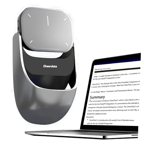 Cheerdots 2025 AI Mouse Voice Recorder[No Subscription] with Touchpad Detachable&Air Operation PowerPoint Presentations Remote Transcribe&Summarize by AI, Office&Meetings for Mac, for Windows
