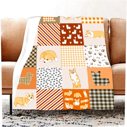 Mokukenren Cute Corgi Blanket Corgi Gifts for Corgi Lovers Orange Lightweight Soft Flannel Fleece Throw Blanket Dog Lovers Gifts for Women 50