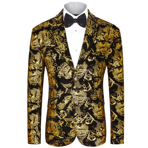 MAGE MALE Men's Dress Party Floral Suit Jacket Notched Lapel Slim Fit Two Button Stylish Blazer