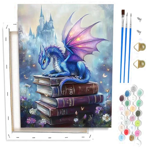 VIGEGU Dragon Paint by Numbers Kit for Adults Beginner with Framed,Book Easy Adult Paint by Number Kits on Canvas DIY Painting for Beginners Art by Numbers for Home Wall Decor 10x12 Inch
