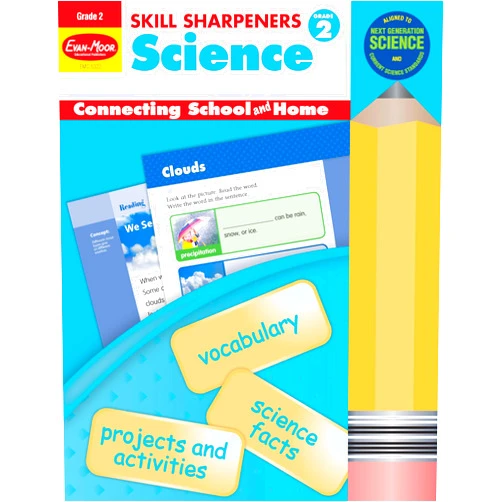 Evan-Moor Educational Publishers Evan-Moor Skill Sharpeners Science Workbook, Grade 2, Physical, Life, and Earth Science, Activities, Matter, Space, Animals, Plants, Habitats, Recycling, Geology, Weather, Engineering, Homeschool