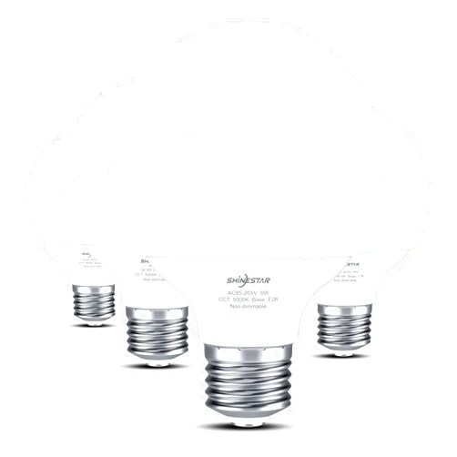 SHINESTAR 4-Pack Vanity Light Bulbs, 60W Equivalent, 5000K Daylight, G25 LED Globe Light Bulbs for Bathroom, E26 Medium Base, Non-Dimmable