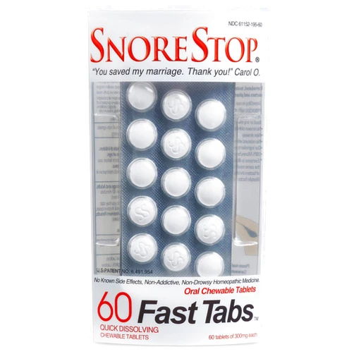 Green Pharmaceuticals Snore Stop FastTabs 60ct. Chewable Tablets Natural Anti-Snoring Solution Snore Relief Stop Snoring Aid Device Free Helps To Stop Snores Anti-Snore Pills One Month Supply
