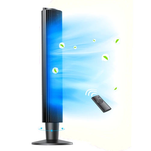 Mirdred Tower Fan, 42” 90° Oscillating Tower Fan with 5 Fan Speeds, Sleep Mode, Remote, 12H On/Off Timer, Portable Stand Up Floor Bladeless Fan for Bedrooms, Living Rooms, Kitchen, Offices
