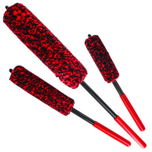 Dura-Gold Car Wheel Detailing and Cleaning Brush Set, 3 Sizes - Bendable, Durable Soft Dense Synthetic Wool Microfiber, Metal-Free - Clean Detail Auto Wheels, Rims, Tires, Remove Road Grime Brake Dust
