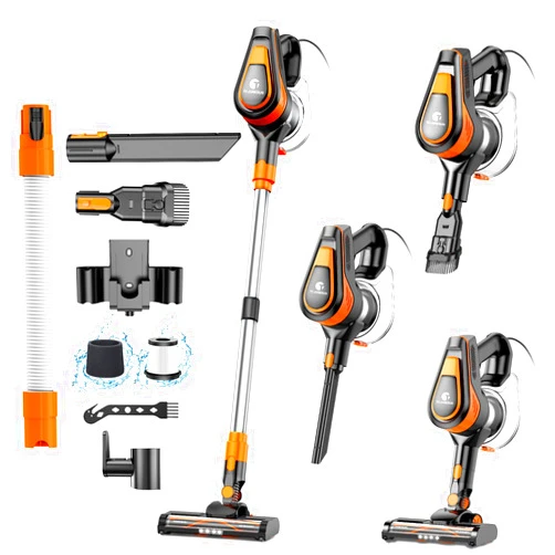 TC-JUNESUN 550w Corded Stick Vacuum for Home,Double Motor Power Suction Stick Vacuum Cleaner for Hardwood and Carpet,Pet Vacuum for Dog Hair Vacuum with 19.7ft Cord