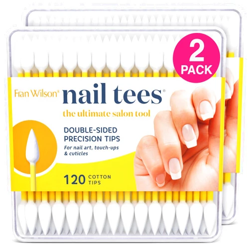Fran Wilson NAIL TEES COTTON TIPS 120 Count (2 PACK) - The Ultimate Nail Tool, Multi-Purpose Double-sided Swabs with Pointed Ends for Precise Touch-ups and the Perfect At-Home Manicure & Pedicure