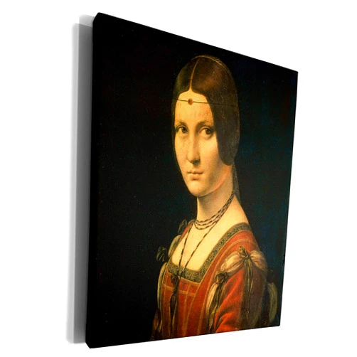 3dRose Museum Grade Canvas Wrap - Portrait of an Unknown Woman Le Belle Ferroniere by Leonardo da Vinci 1490 BLN Leonardo da Vinci Collection