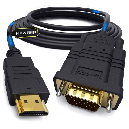 NewBEP HDMI to VGA Adapter Cable, 6ft/1.8m Gold-Plated 1080P Male Active Video Converter Cord Support Notebook PC DVD Player Laptop TV Projector Monitor Etc