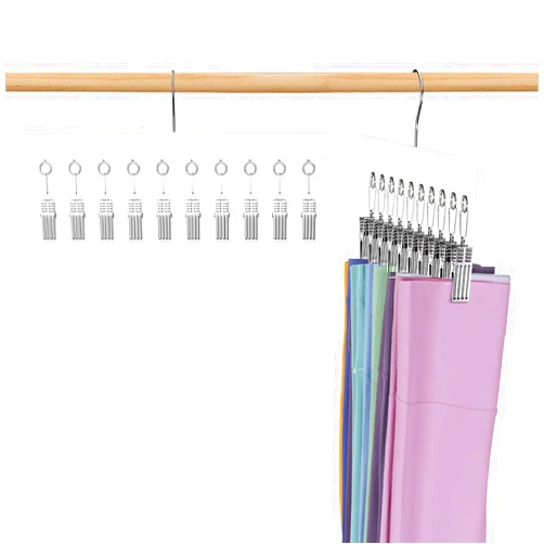 HzTinT Leggings Organizer for Closet Hanging, 2 Packs Wooden Pants Hangers Hold Up to 20 Shorts, 360° Swivel Space Saving Closet Hanging Organizer for Hats, Underpants, Scarfs, White