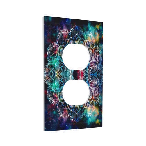 Yamxbfa Bohemian Mandala Boho Colorful Purple Starry 1 Gang Outlet Plate Decorative Single Duplex Wall Plate Covers Country Electrical Receptacle Light Switch Cover Art Faceplate Switchplate for Living Room