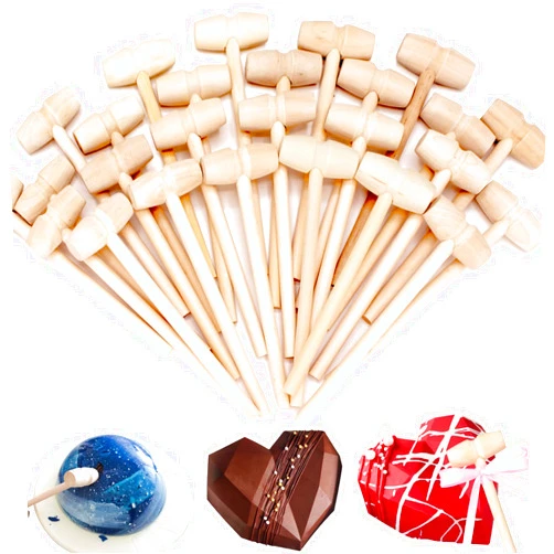 Hidreas 20 PCS Mini Wood Hammers Wooden Hammer for Breakable Heart Chocolate Heart, Wood Lobster Crab Mallet