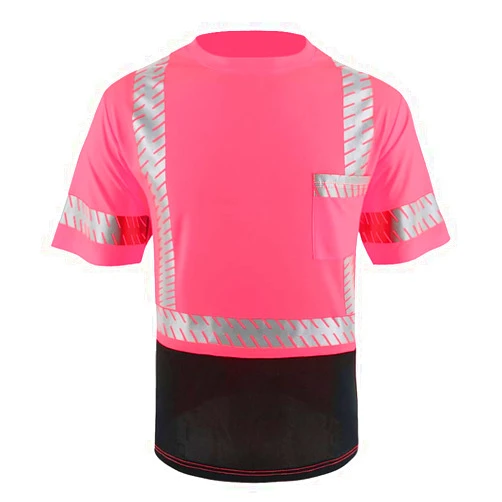 LOVPOSNTY Safety Shirts ANSI Class 3 Hi Vis Shirts with Reflective Strips, Black Bottom Construction Shirts for Men