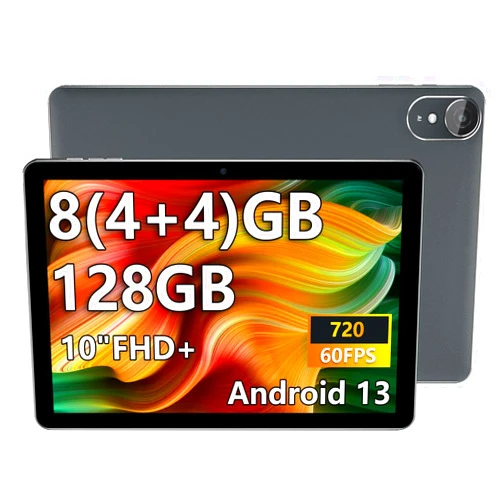 JUNINKE Tablet 10 inch Android 13 Tablets with 8GB(4+4) RAM 128GB ROM, 6000mAh Battery, TF 512GB, HD Touchscreen, WiFi, Bluetooth 5.0, Split Screen Support Tablet PC