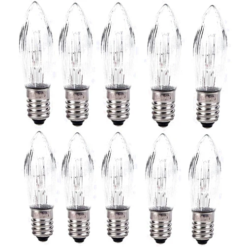 YOOMAO 10pcs E10 Base Candle Bulb with Screw Base Transparent Glass Body Warm White 3W Bulb Suitable for Indoor and Outdoor Use