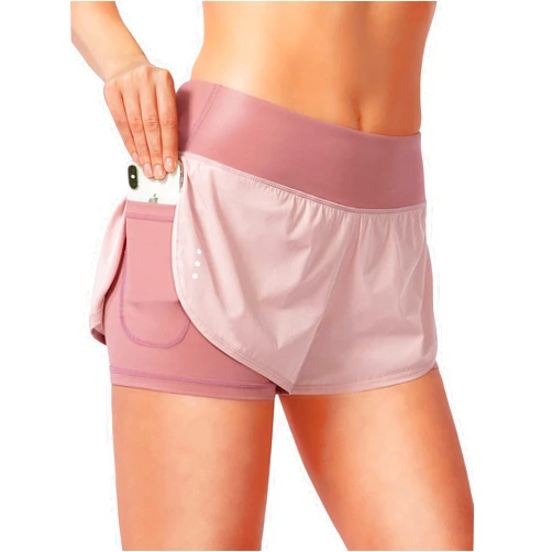 Soothfeel Women's 2 in 1 Running Shorts High Waisted Spandex Shorts Gym Yoga Workout Athletic Shorts for Women with Zipper Pockets