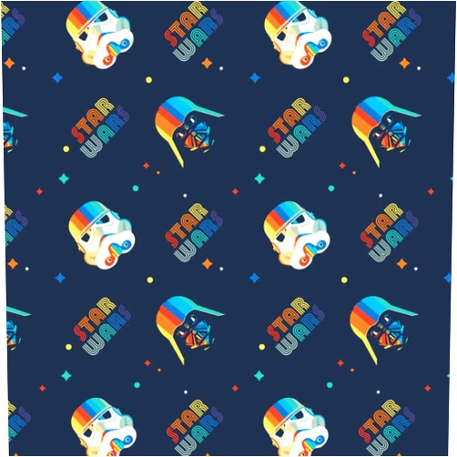 Camelot Fabrics Star Wars Rainbow Darth Vader & Stormtrooper Navy Premium Quality 100% Cotton Fabric by The Yard.