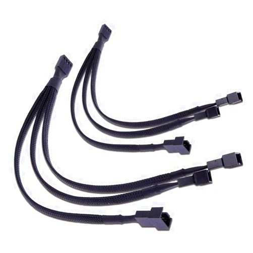 TeamProfitcom PWM Fan Splitter Adapter Cable Sleeved Braided Y Splitter Computer PC 4 Pin Fan Extension Power Cable 1 to 3 Converter 10 inches (2 Pack)