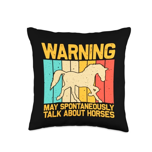 Retro Horse Gift Horse Rider Accessories & Stuff Funny Horse Design For Men Women Horse Lover Horse Racing Throw Pillow