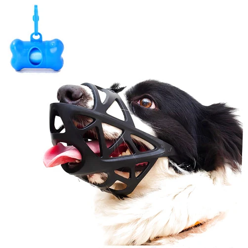 FELIFE FELYORIC Dog Muzzle, Breathable Basket and Soft Cage Black Dog Mouth Cover,Anti-Biting, Barking and Chewing for Small Medium Large Dogs, 1 Pack Poop Bags for Dogs (Medium)