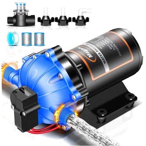 Magam [Upgraded Version] RV Fresh Water Pump, 12V DC Water Pump, 7 GPM 70 PSI Self-Priming Diaphragm Pump with Pressure Switch and Strainer, Suitable for RVs, Marines, Yachts,Caravans, Perfect for Christmas