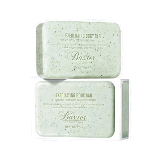 Baxter of California Men’s Exfoliating Body Bar Soap, Deep Cleansing & Moisturizing Formula with Cedarwood & Oak Moss, Buffs Away Dry Skin for All Skin Types, Paraben-Free, 7 Ounce