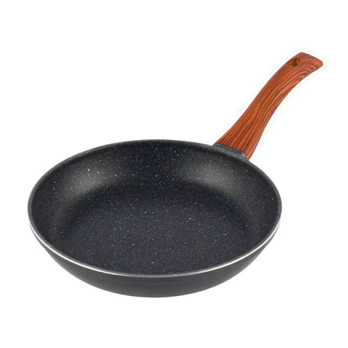 Vinod Zest Plus Non Stick Die Cast Aluminium Fry Pan 24 cm Black, Induction Friendly Saute/Frying Pan with Wooden Finish Handle