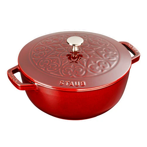 Staub Cast Iron 3.75-qt Essential French Oven with Lilly Lid - Grenadine, Made in France