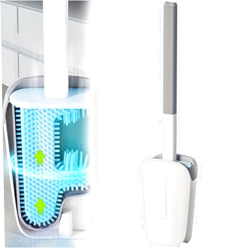 Siluyado No Dead Corner Cactus Toilet Brush, Silicone Toilet Brush, Silicone Cleaning Brush, Cactus Cleaner Tool, Soft and Fun Toilet Brush, Silicone Flex Toilet Brush with Holder-White