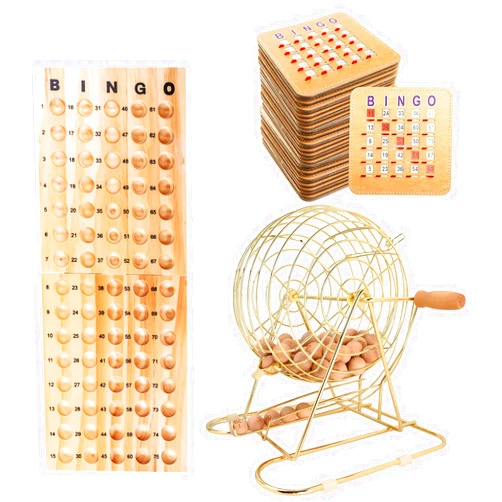 GSE Games & Sports Expert Deluxe Bingo Game Set with Large Brass Cage, 50 Shutter Slide Cards, Master Board, Calling Balls for Large Groups, Parties, Bingo Hall, Game Night